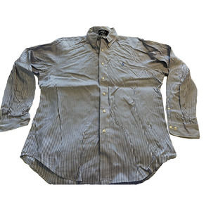 Ralph Lauren Classic Fit Blue/White Striped w/Blue Pony Button Shirt Size 16.5